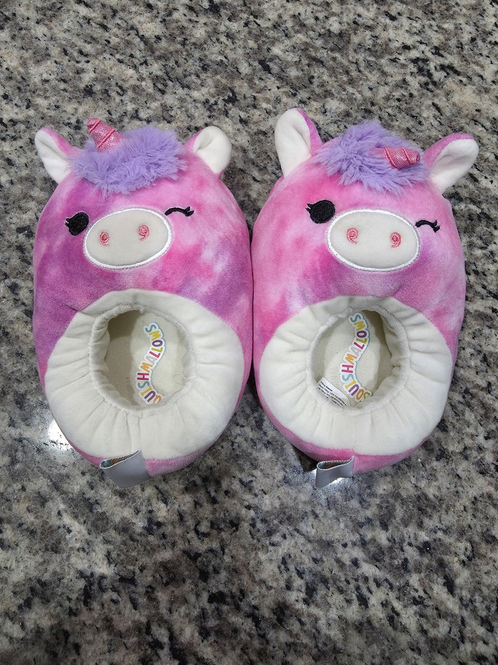 Kids Pink Purple Unicorn Plush Shoes - Squishmallows